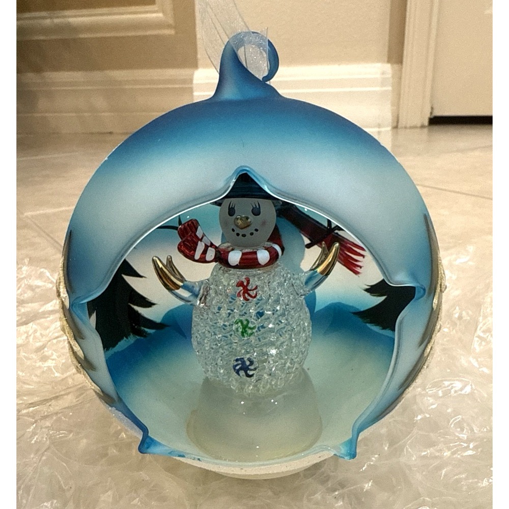 SORELLE Winter Sky SNOWMAN GLOBE‎ Lighted CHRISTMAS ORNAMENT Holiday *Not tested